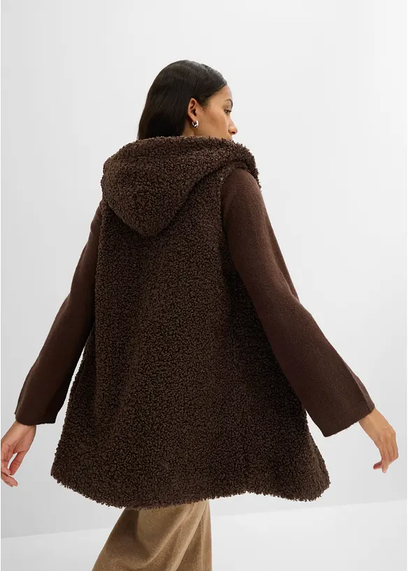 Teddy-Weste in braun von hinten (im Anschnitt) - bonprix