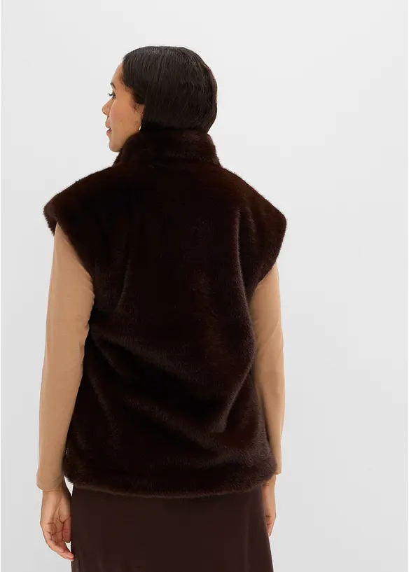 Fellimitat-Weste in braun von hinten (im Anschnitt) - bonprix