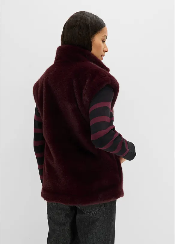 Fellimitat-Weste in rot von hinten (im Anschnitt) - bonprix