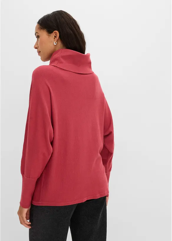 Rollkragenpullover aus Viskose-Mix in rot von hinten (im Anschnitt) - bonprix