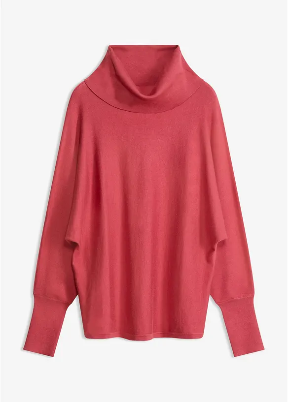 Rollkragenpullover aus Viskose-Mix in rot von vorne - bonprix