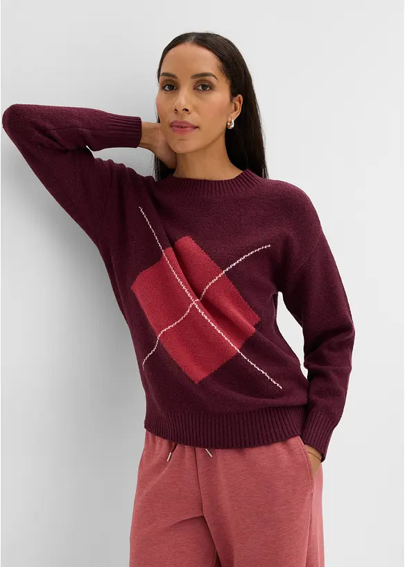 Pullover aus Baumwoll-Mix in rot von vorne (im Anschnitt) - bonprix