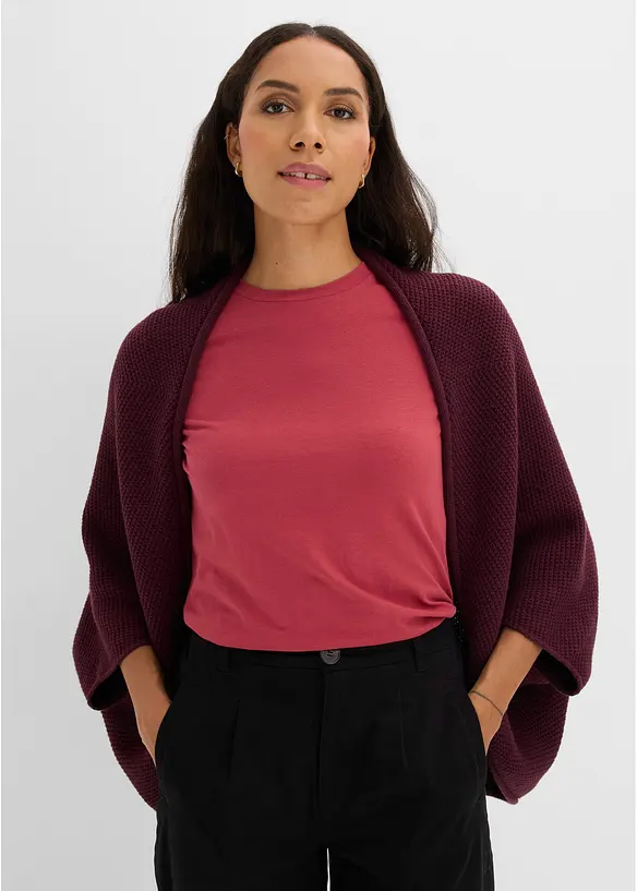 Strick-Cape Cardigan in rot von vorne (im Anschnitt) - bonprix