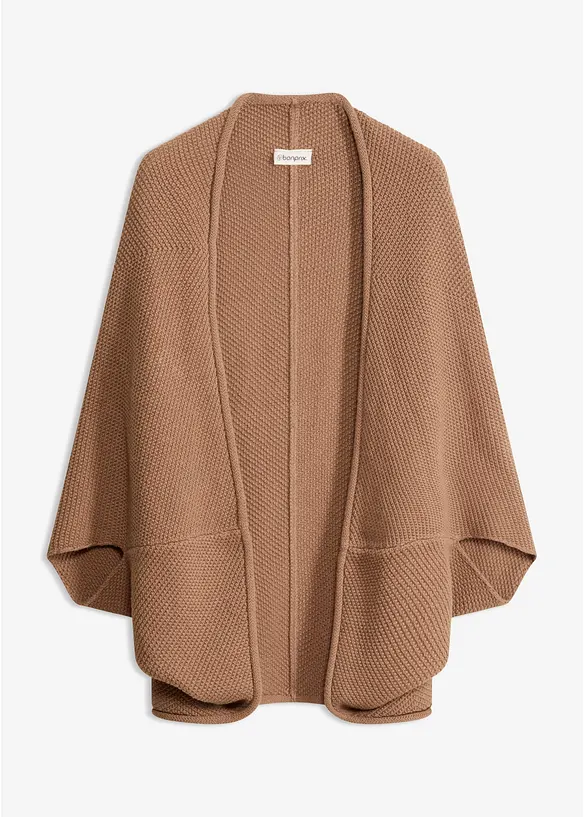Strick-Cape Cardigan in braun von vorne - bonprix