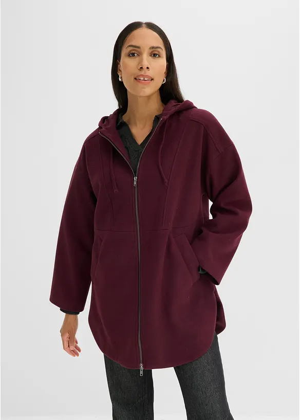 Übergangsjacke, Wollimitat in rot von vorne (im Anschnitt) - bonprix