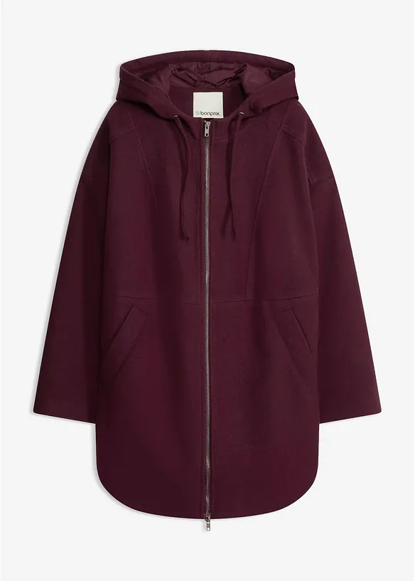 Übergangsjacke, Wollimitat in rot von vorne - bonprix