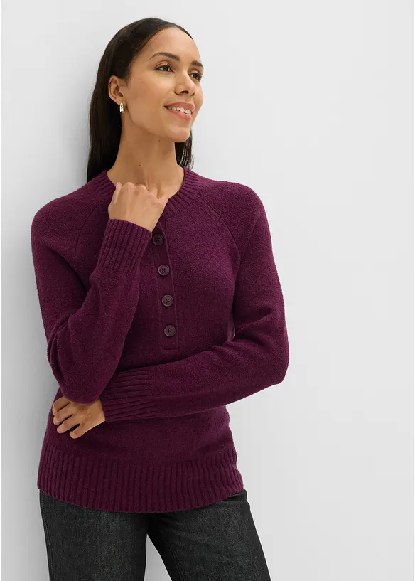 Pullover aus Baumwoll-Mix in lila von vorne (im Anschnitt) - bonprix