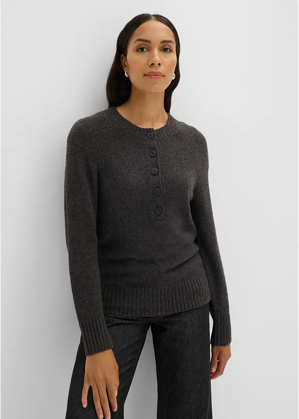Pullover aus Baumwoll-Mix in grau von vorne (im Anschnitt) - bonprix