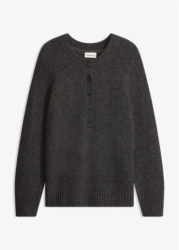 Pullover aus Baumwoll-Mix in grau von vorne - bonprix