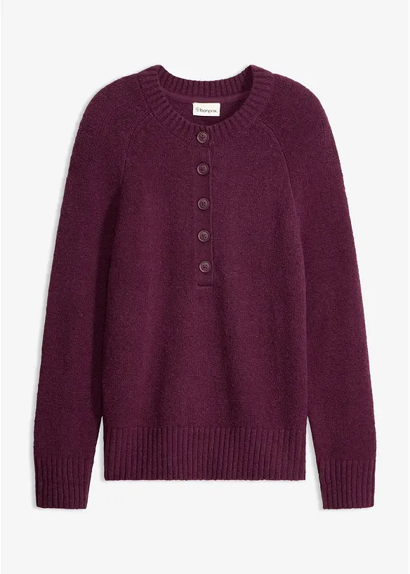 Pullover aus Baumwoll-Mix in lila von vorne - bonprix
