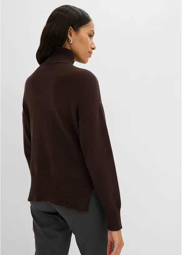 Pullover aus Viskose-Mix in braun von hinten (im Anschnitt) - bonprix