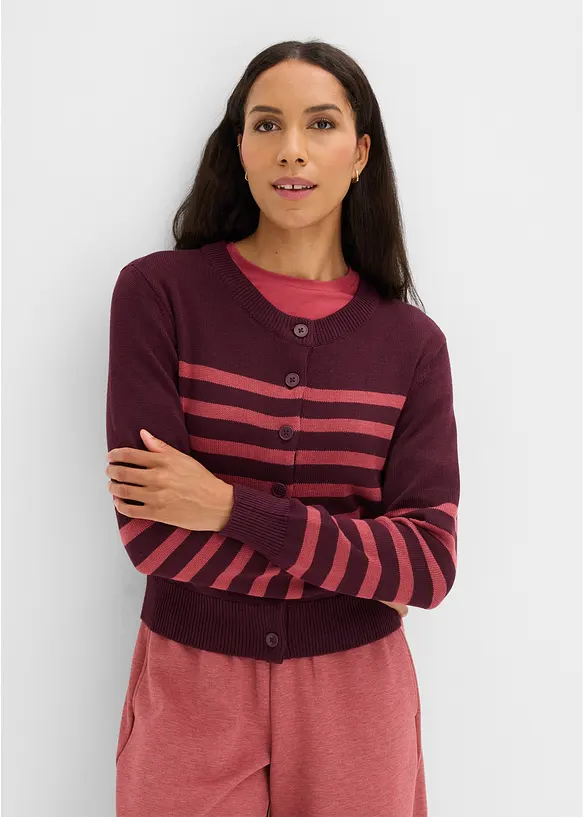 Verkürzte Strickjacke aus Baumwoll-Mix in rot von vorne (im Anschnitt) - bonprix Verkürzte Strickjacke aus Baumwoll-Mix in rot von vorne (im Anschnitt) - bonprix