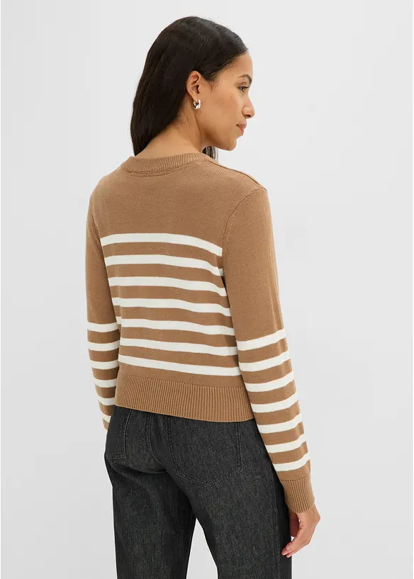 Verkürzte Strickjacke aus Baumwoll-Mix in braun von hinten (im Anschnitt) - bonprix