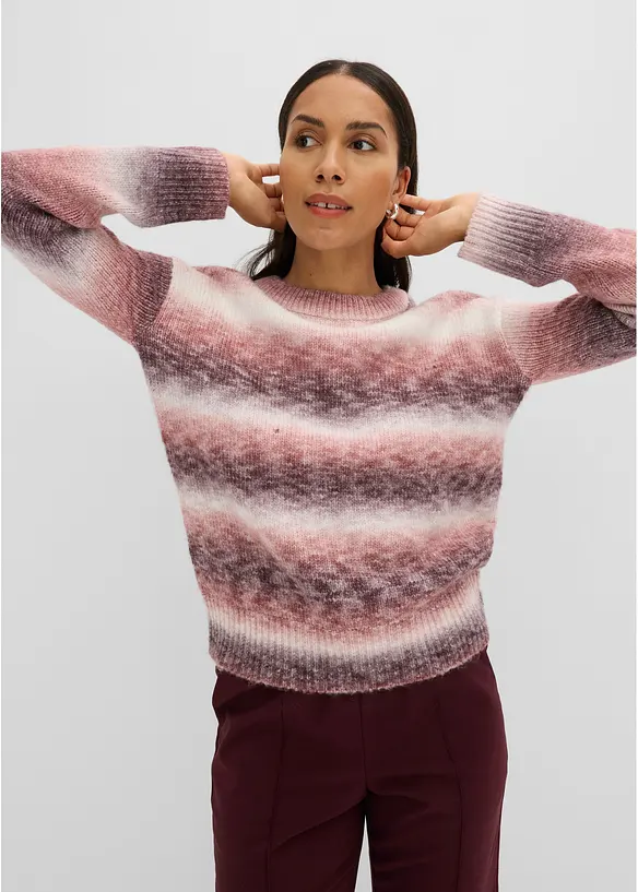 Strickpullover mit Wollanteil in rot von vorne (im Anschnitt) - bonprix