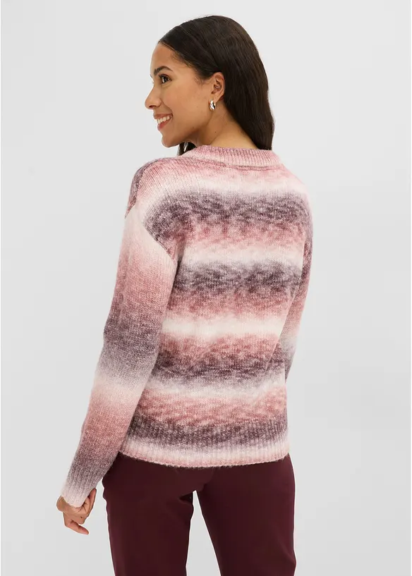 Strickpullover mit Wollanteil in rot von hinten (im Anschnitt) - bonprix