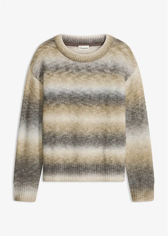 Strickpullover mit Wollanteil in braun von vorne - bonprix