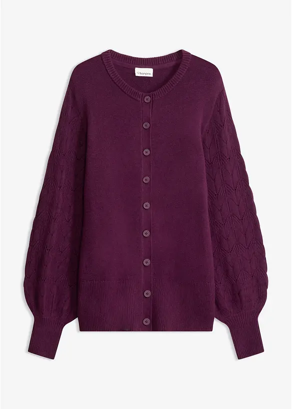 Ajour-Strickjacke in lila von vorne - bonprix Ajour-Strickjacke in lila von vorne - bonprix