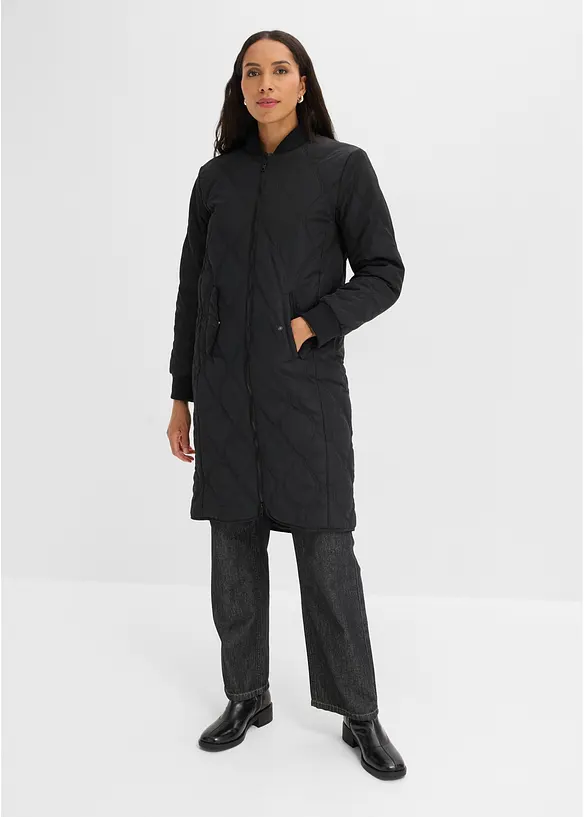Ultraleichter Steppmantel in schwarz von vorne (Totalaufnahme) - bonprix