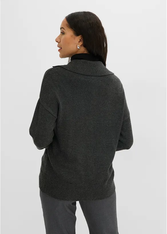 Lockere Strickjacke aus Viskose-Mix in grau von hinten (im Anschnitt) - bonprix Lockere Strickjacke aus Viskose-Mix in grau von hinten (im Anschnitt) - bonprix
