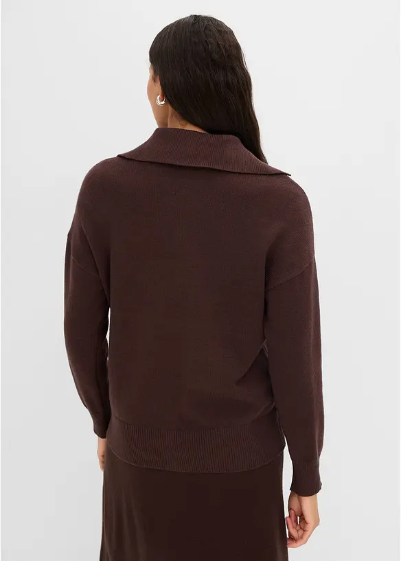 Lockere Strickjacke aus Viskose-Mix in braun von hinten (im Anschnitt) - bonprix