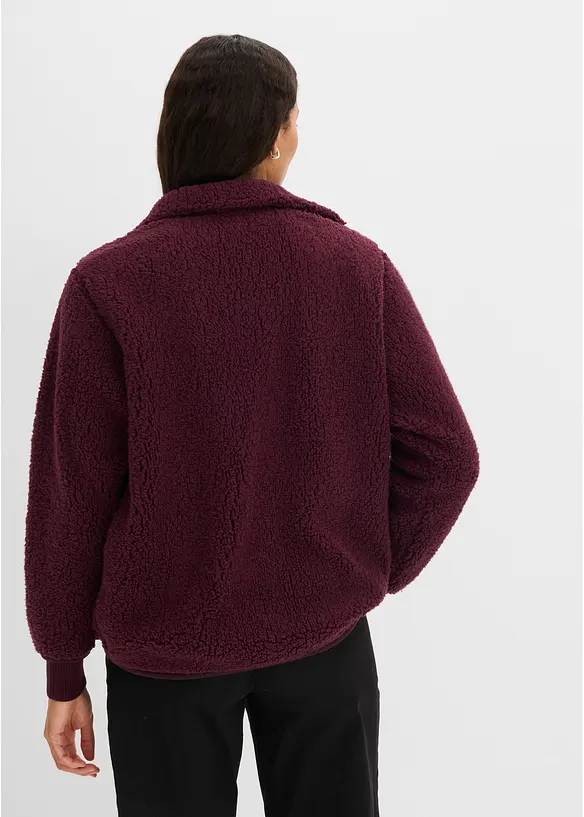 Sweatjacke aus Teddyfleece in rot von hinten (im Anschnitt) - bonprix