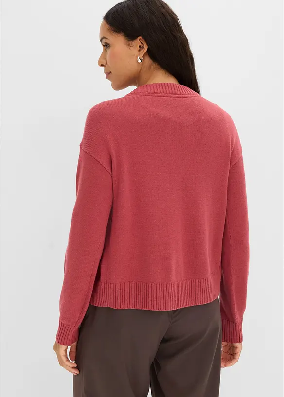 Verkürzte Strickjacke aus Baumwoll-Mix in rot von hinten (im Anschnitt) - bonprix