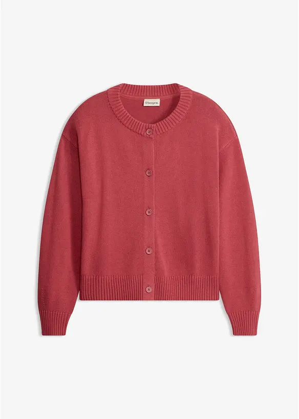 Verkürzte Strickjacke aus Baumwoll-Mix in rot von vorne - bonprix