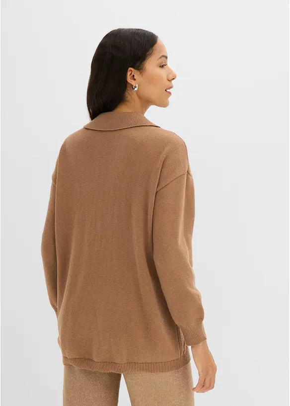 Zopfstrick-Pullover aus Viskose-Mix in braun von hinten (im Anschnitt) - bonprix