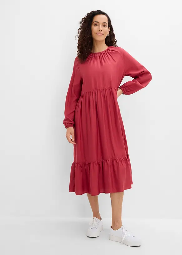 Kleid aus fließender Viskose in rot von vorne (Totalaufnahme) - bonprix