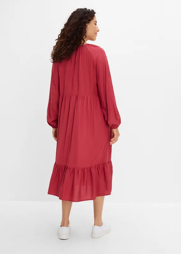 Kleid aus fließender Viskose in rot von hinten (Totalaufnahme) - bonprix