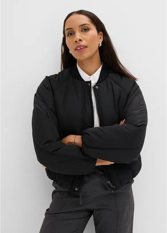 Pilotenjacke in schwarz von vorne (im Anschnitt) - bonprix
