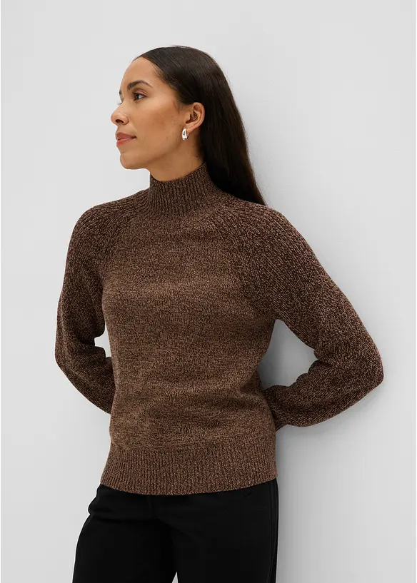 Grobstrick-Pullover in braun von vorne (im Anschnitt) - bonprix