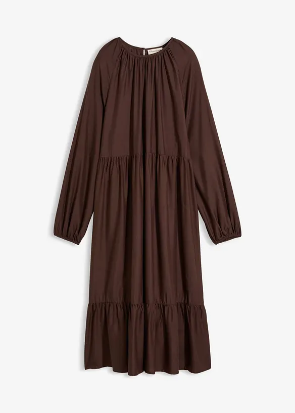 Kleid aus fließender Viskose in braun von vorne - bonprix