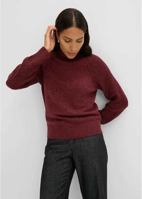 Grobstrick-Pullover in rot von vorne (im Anschnitt) - bonprix Grobstrick-Pullover in rot von vorne (im Anschnitt) - bonprix