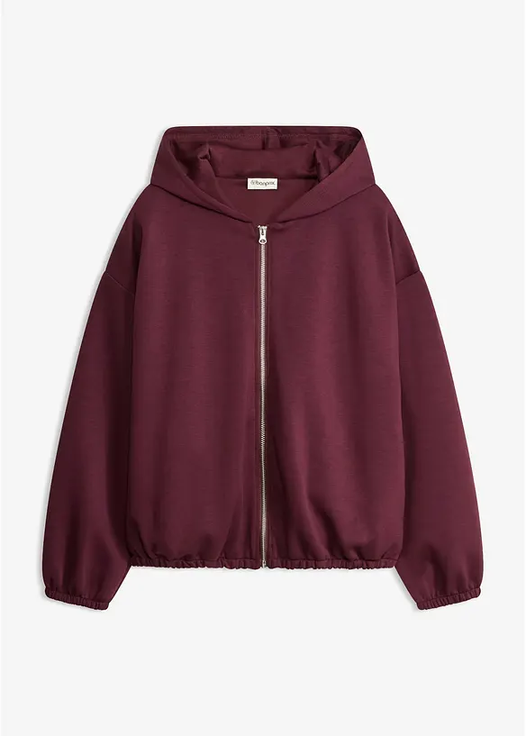 Kapuzen-Sweatjacke mit Ballonsaum in rot von vorne - bonprix Kapuzen-Sweatjacke mit Ballonsaum in rot von vorne - bonprix