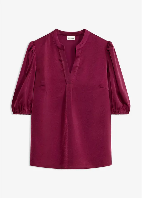 Tunikabluse aus fließendem Satin in lila von vorne - bonprix