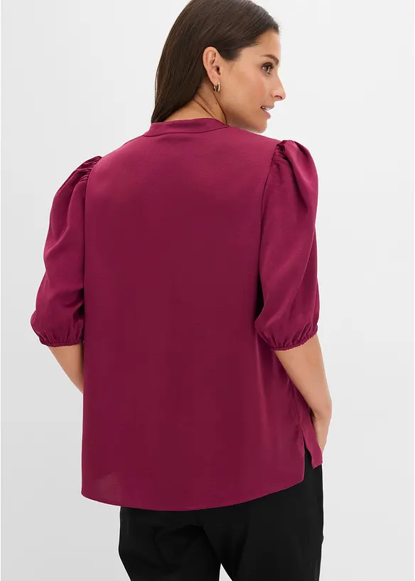 Tunikabluse aus fließendem Satin in lila von hinten (im Anschnitt) - bonprix