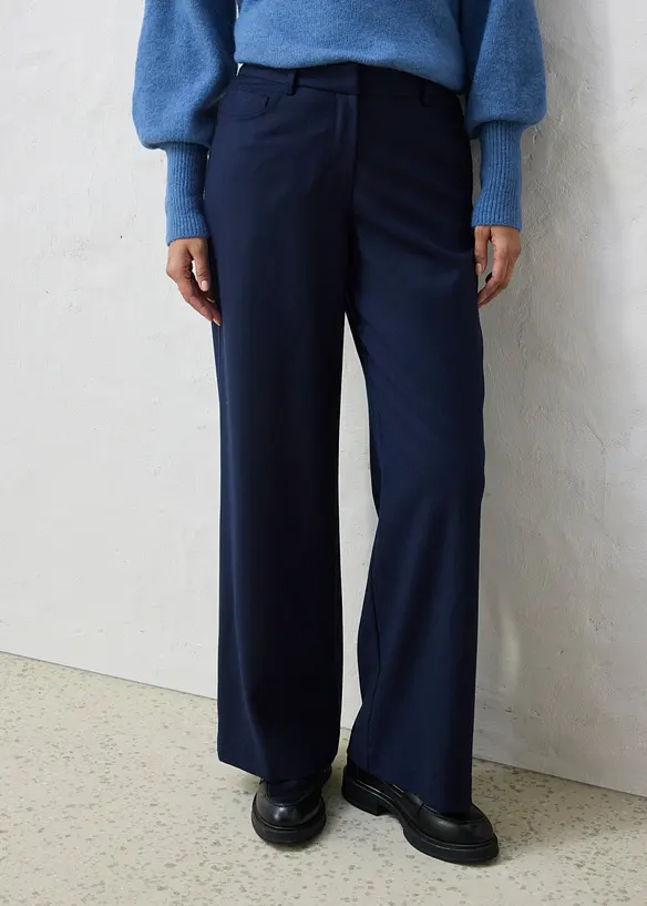 Weite 5-Pocket Hose mit Wolle in blau von vorne - bonprix Weite 5-Pocket Hose mit Wolle in blau von vorne - bonprix