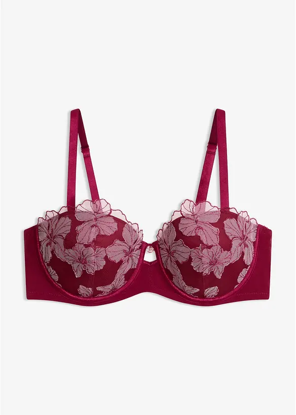 Balconette-BH mit edler Stickerei in lila von vorne - bonprix