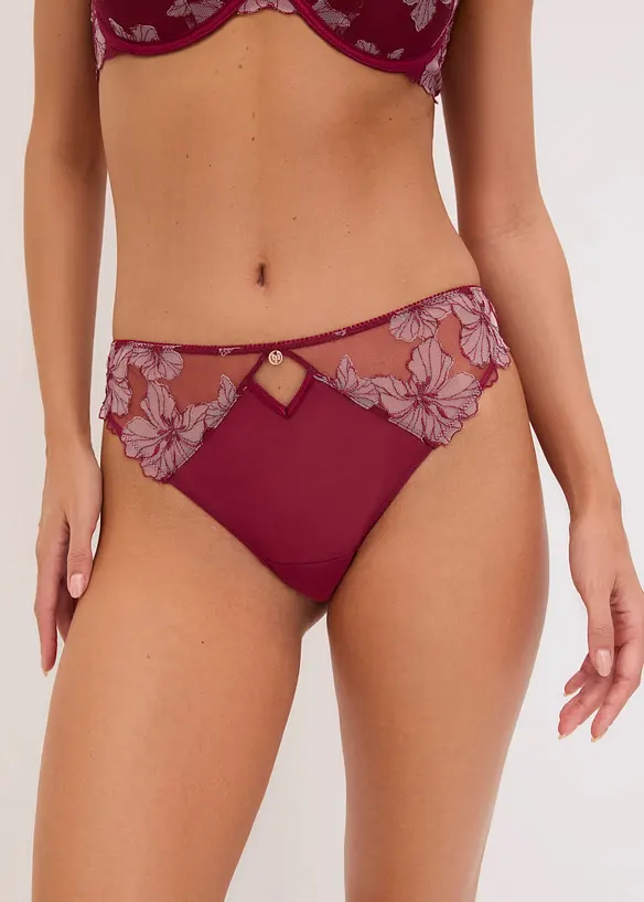 String mit edler Stickerei in lila von vorne - bonprix