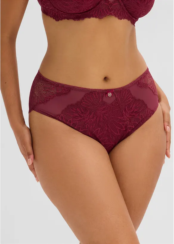 Maxislip mit zarter Spitze in lila von vorne - bonprix
