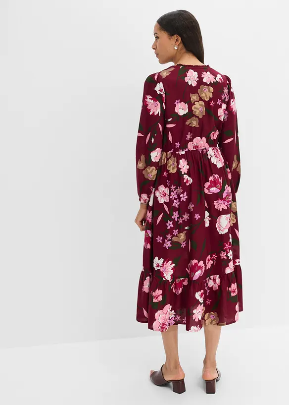 Midikleid aus fließender Viskose in rot von hinten (Totalaufnahme) - bonprix