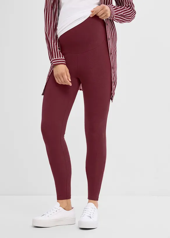 Umstandsleggings aus Bio-Baumwolle (2er Pack) in braun von vorne - bonprix