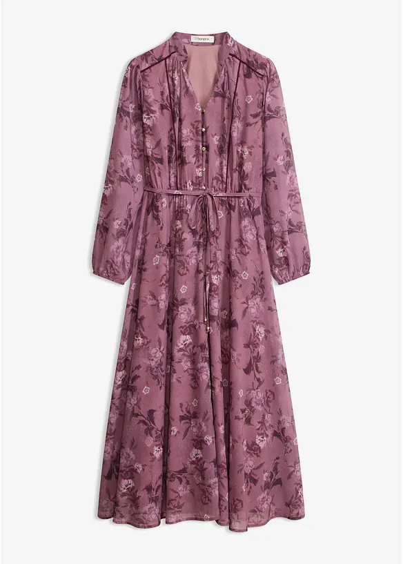 Midi-Chiffonkleid in lila von vorne - bonprix
