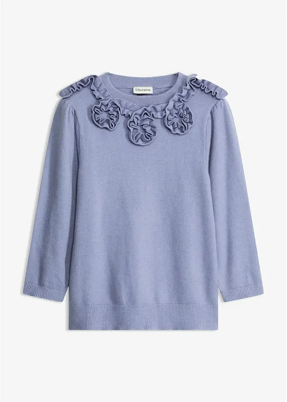 Pullover mit Puffärmeln in blau von vorne - bonprix