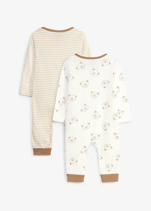Baby Schlafoveralls aus reiner Bio-Baumwolle  (2er Pack) in weiß von hinten - bonprix
