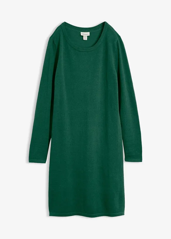 Strickkleid mit recycelter Baumwolle in grün von vorne - bonprix