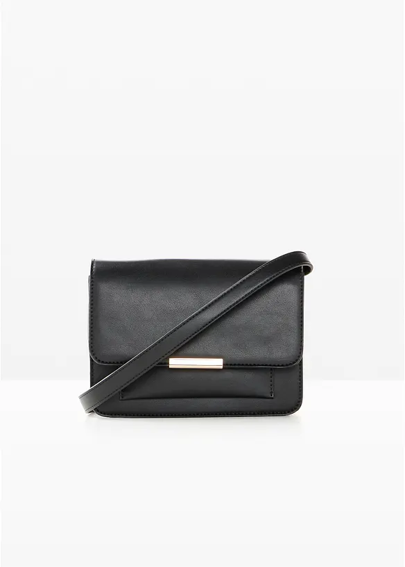 Umhängetasche mit Metalldetail in schwarz von vorne - bonprix