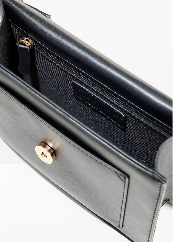 Umhängetasche mit Metalldetail in schwarz geöffnet - bonprix