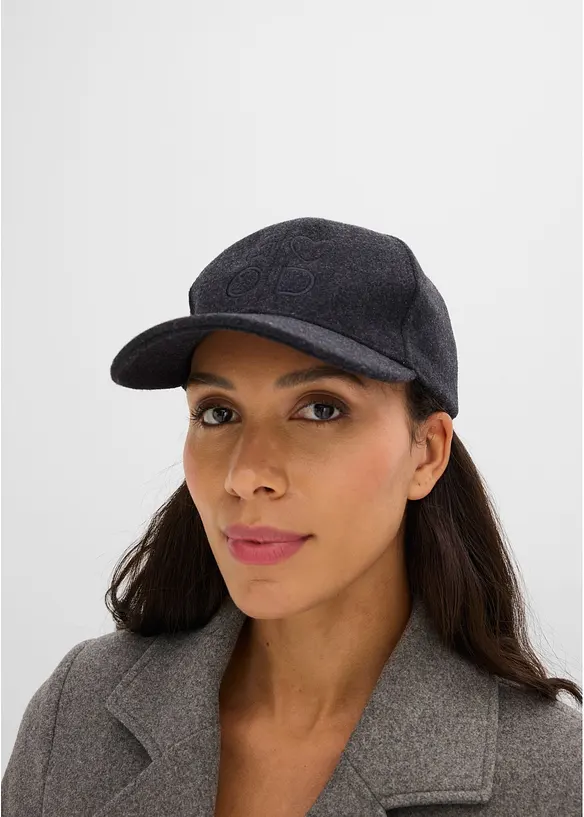Cap in Wolloptik in grau von vorne (im Anschnitt) - bonprix